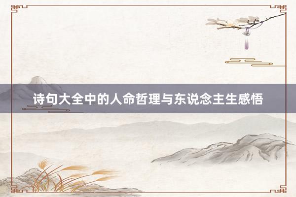 诗句大全中的人命哲理与东说念主生感悟